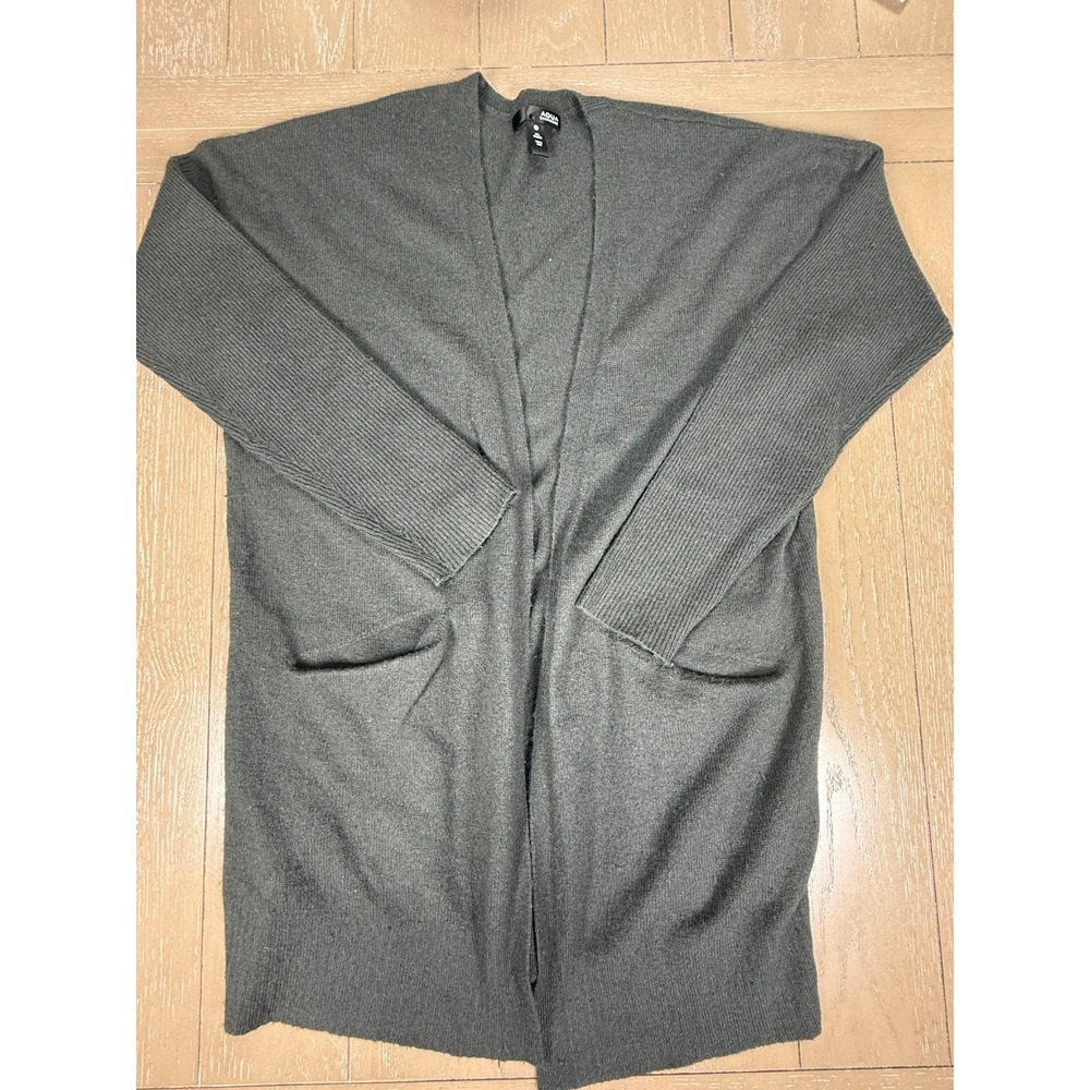 Aqua Cashmere‎ Open Front Cardigan Womens Medium Green Soft Luxe Knit Longline